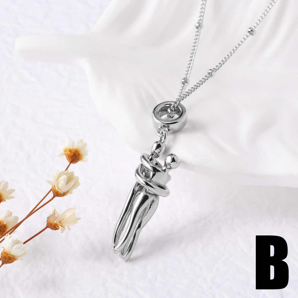 Couple Gold and Silver Dance Pendant Necklace