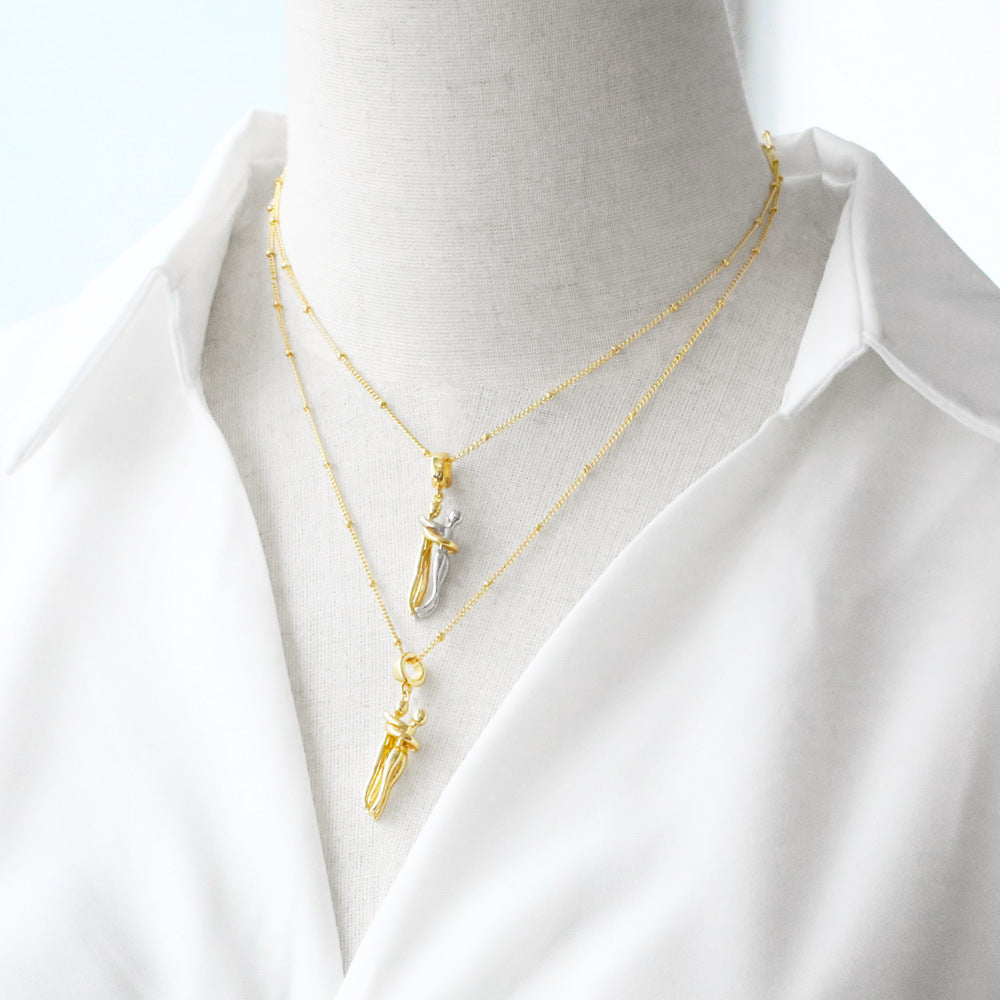 Couple Gold and Silver Dance Pendant Necklace