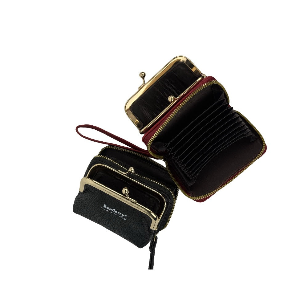 New Japanese Women's Lychee Zipper Accordion Card Holder Wallet
