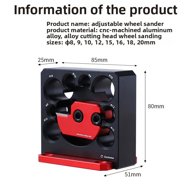 8-hole Adjustable Wooden Rod/dove, Rectangular Strip To Round Strip, Electric Drill Rounding Tool(Includes Wrench, Screwdriver, and Mounting Screws)