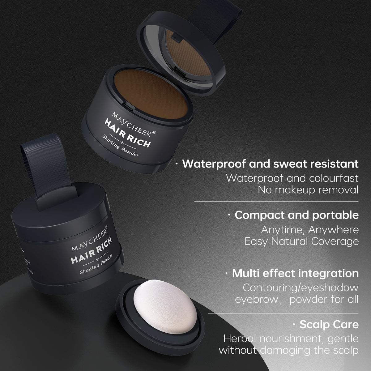 MAYCHEER Contouring & Highlighting Makeup - Forehead Contouring, Sweatproof, Water-resistant, Hairline Powder