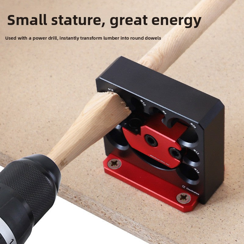 8-hole Adjustable Wooden Rod/dove, Rectangular Strip To Round Strip, Electric Drill Rounding Tool(Includes Wrench, Screwdriver, and Mounting Screws)
