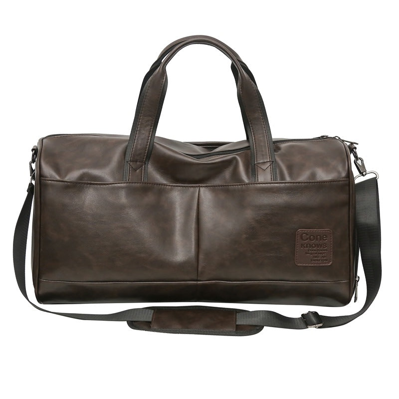 Men's Large Capacity Leather Fitness Single Shoulder Bag