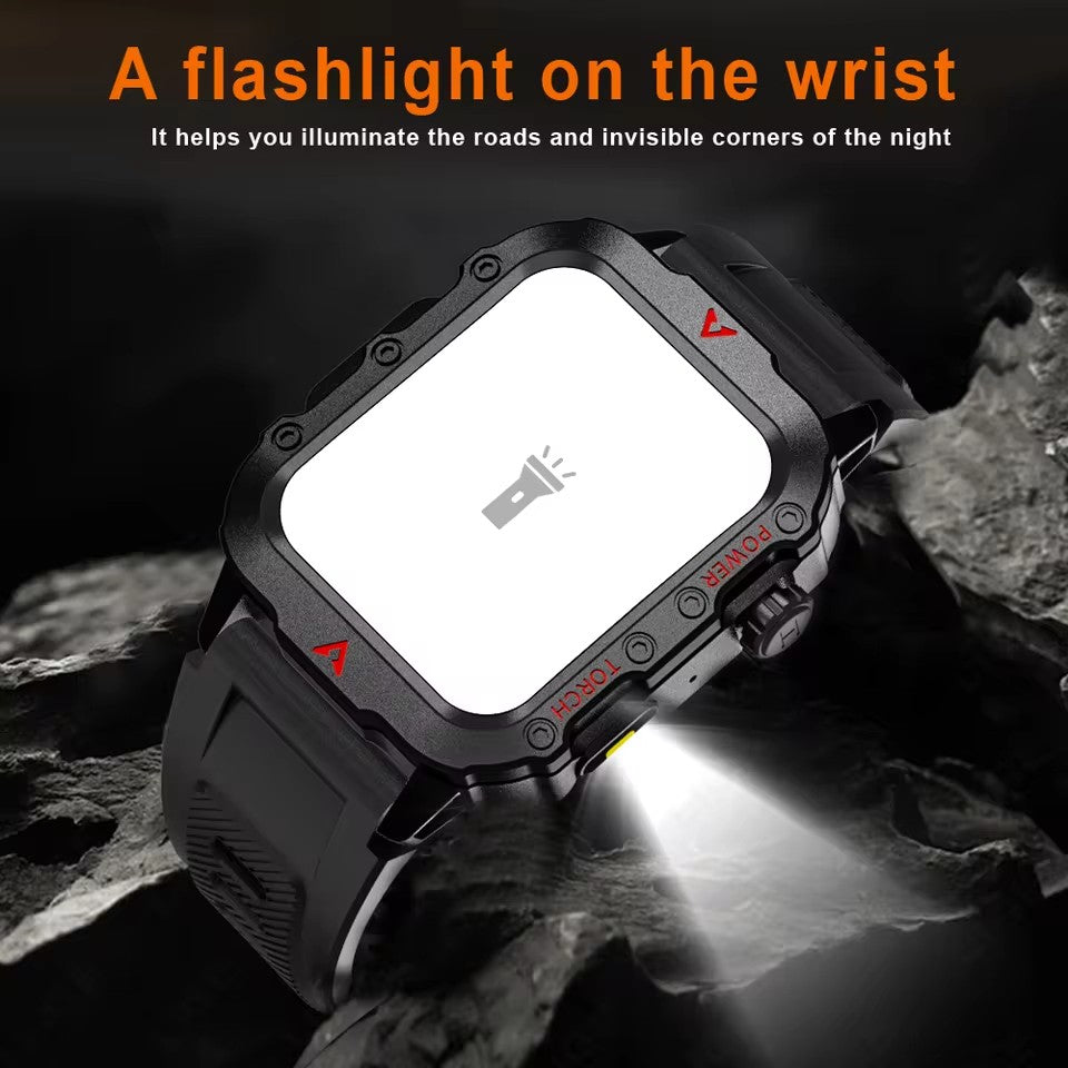 【Hot Selling】Timack® Smart Watch For Huawei Xiaomi Military Men Flashlight Waterproof Outdoor Sport Tracker HD Bluetooth Call Smartwatch