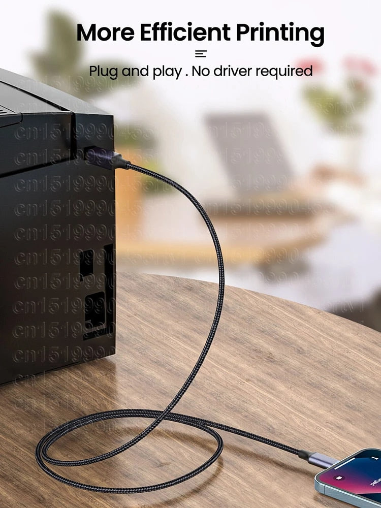USB Printer Cable USB Type B Male to 8-Pin Male USB 2.0 Cable for iPhone 14 Canon Epson HP ZJiang Label Printer USB Printer
