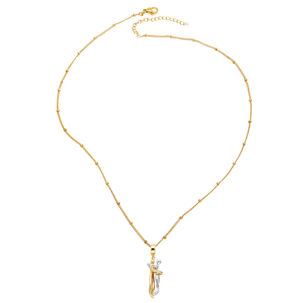 Couple Gold and Silver Dance Pendant Necklace