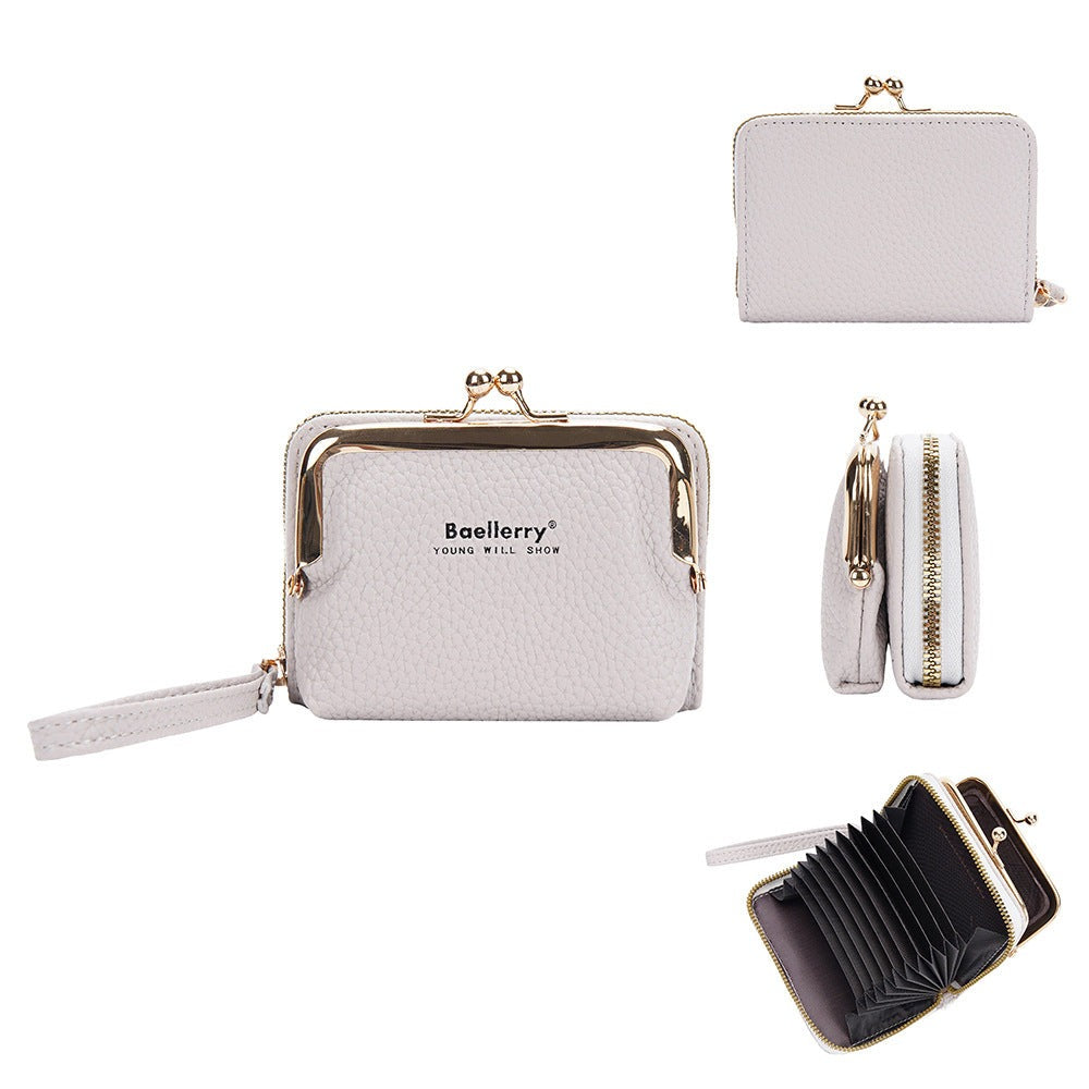 New Japanese Women's Lychee Zipper Accordion Card Holder Wallet