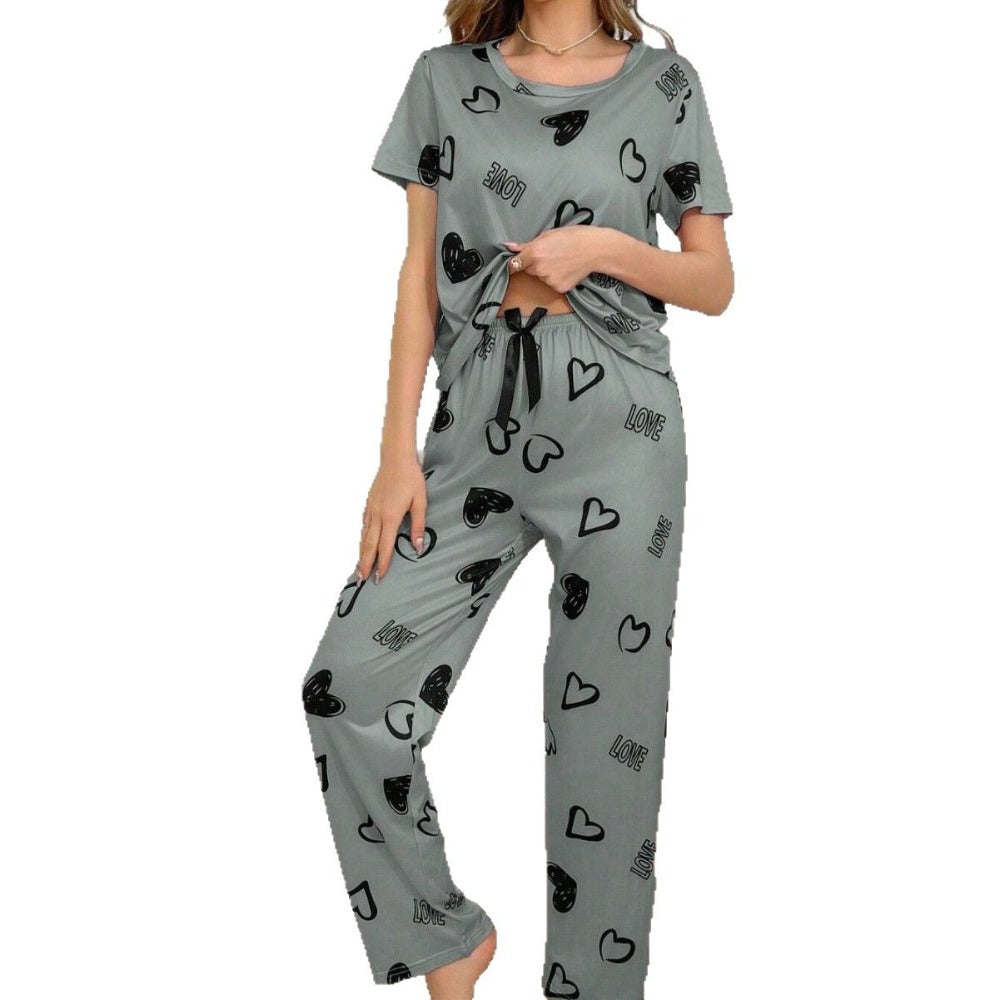 Women's milk silk cute printed pajamas suit