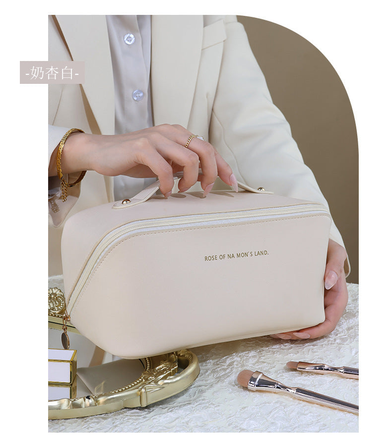Large Capacity Portable PU Pillow Makeup and Toiletry Storage Bag