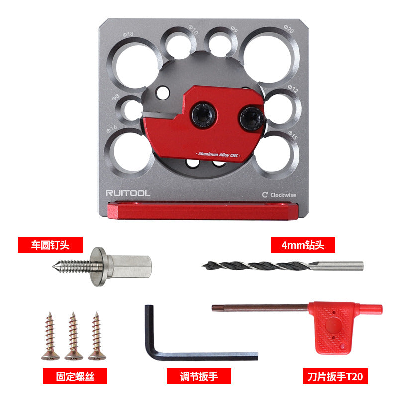 8-hole Adjustable Wooden Rod/dove, Rectangular Strip To Round Strip, Electric Drill Rounding Tool（Includes Wrench, Screwdriver, and Mounting Screws）