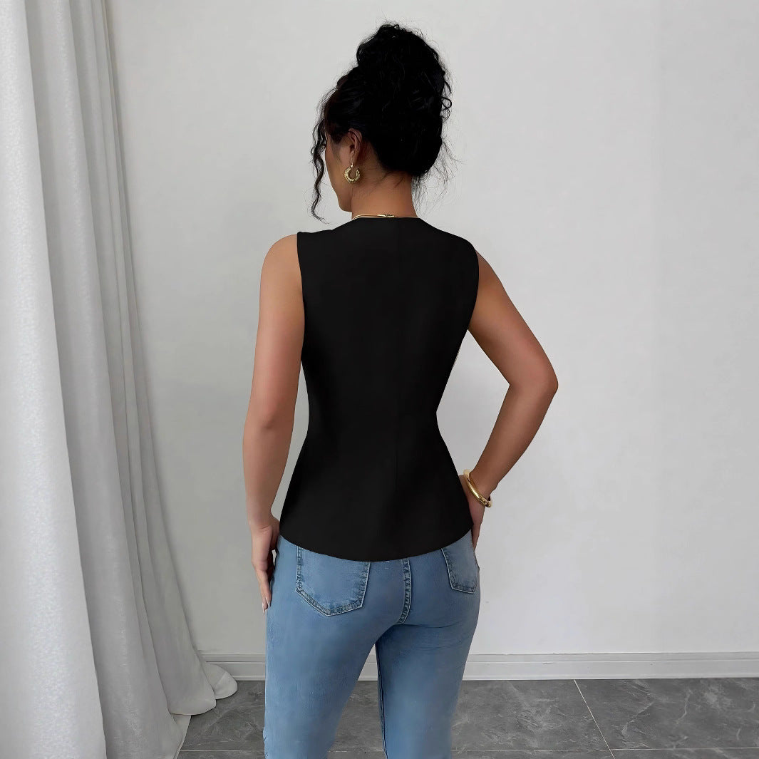New Summer Fashion Sleeveless Women's Top with A Slimming and Elegant Look