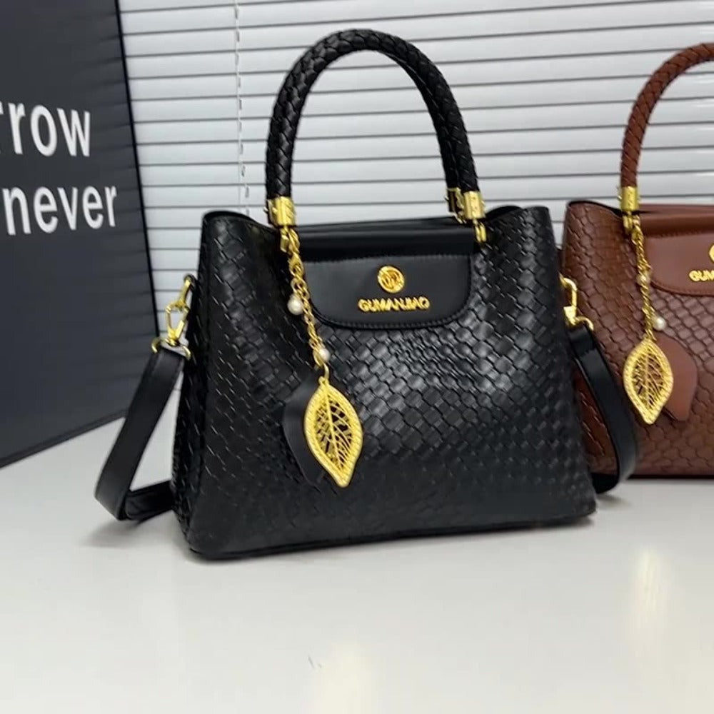 Leaf Chain Matte Leather Bag for Women